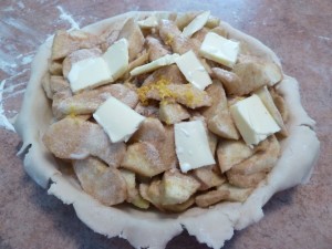 Apple pie filling before baking