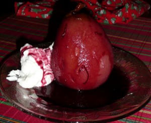 poached pear in red wine