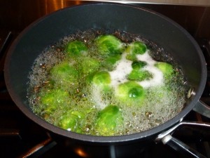 brussell sprouts in boiling water