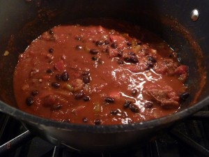 chili con carne cooking
