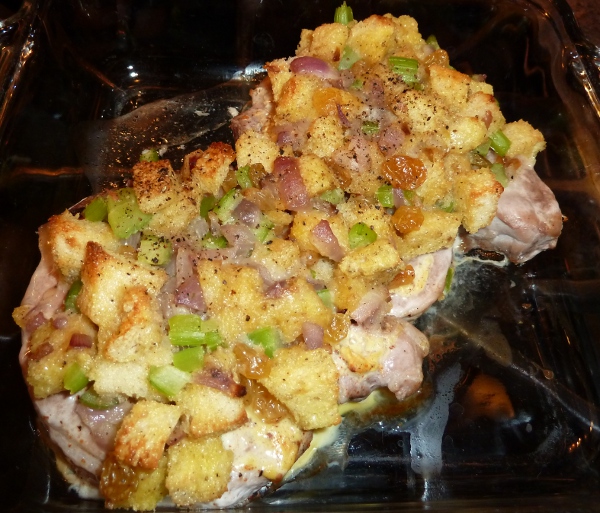 baked pork chops with bread stuffing