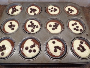 black bottom cupcakes before baking