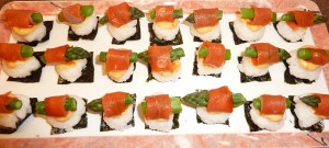 Asparagus Sushi Squares - with smoked salmon and asparagus