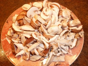 Mixed Mushroom Soup - sliced mushrooms