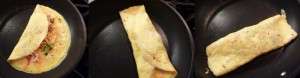 Ham and Cheese Omelet - making the omelet