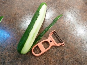 Cucumber Salad - peeling the cuke