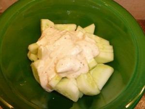 Cucumber Salad - add the dressing