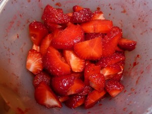 Strawberry Muffins - slioced strawberries