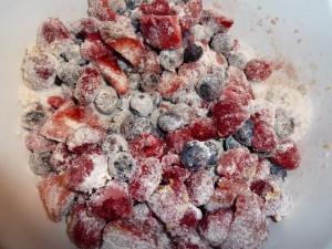 Fruit and flour mixture for Bumbleberry Pie