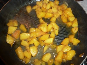 Pork Chops with Peaches - cooking the peaches