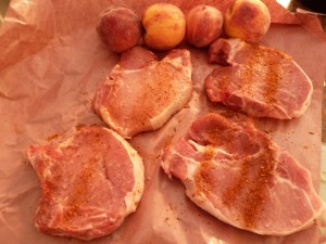 Pork Chops with Peaches - season the chops