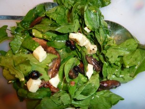 Spinach Salad with Warm Mushroom Vinaigrette