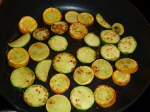Zucchini Provencale - frying the zucchini
