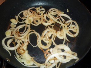 Zucchini Provencale - frying the onion