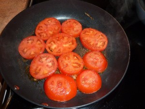 Zucchini Provencale - frying the tomato