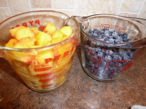 Blueberry Peach Bundt - the fruit