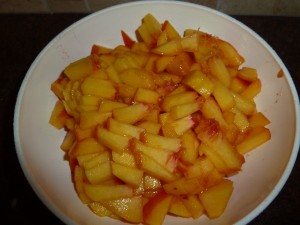 Spiced Peach Chutney - chop the peaches