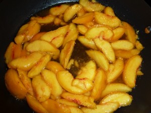 Peach Crepes - preparing the fruit