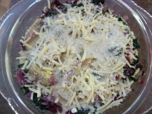 Spinach, Artichoke and Mozzarella Flan - ready to bake