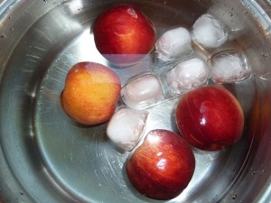 Peaches and Ice Cream - remove the skins