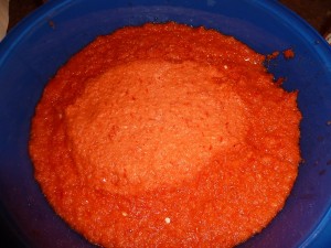 Red Pepper Relish - the ground peppers