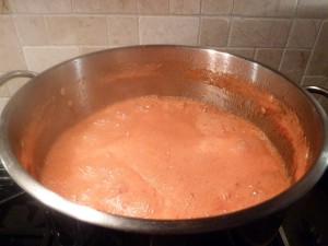 Red Pepper Relish - rolling boil