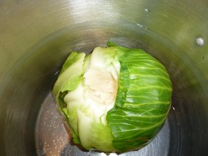 Grammy's Cabbage Rolls - prepare the cabbage