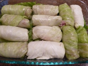 Grammy's Cabbage Rolls - place in pan