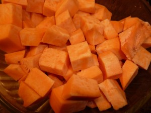 Sweet Potato & Pear Soup - the sweet potatoes