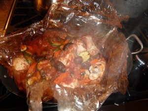 Cooking Bag Chicken - carefully open the bag