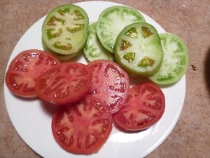 Fried Green Tomato Salad - the tomatoes
