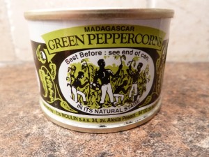 Tin of green peppercorns