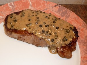 Steak with Green Peppercorn Sauce