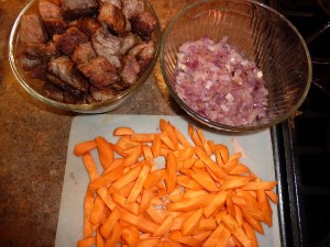 Beef Ragout - prepare the vegetables and meat