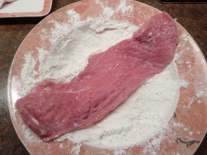 Veal Piccata - dip the scallops in the flour mixture