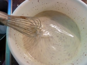 Apple Raisin Bread Pudding - mix the milk and spices