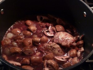 Coq au Vin - simmer the stew