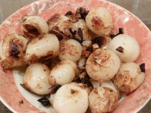 Coq au Vin - golden onions
