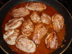 Saute of Pork Hongroise - simmer the pork