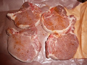 Cooking Bag Pork Chops - season the chops
