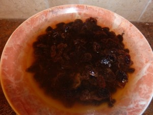 Tomato Soup Cake - soak the raisins