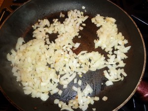 Beef Stroganoff - cook onion and garlic