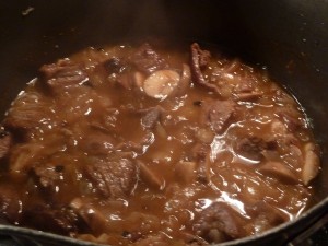 Beef Stroganoff - cook in the beef broth and chili sauce