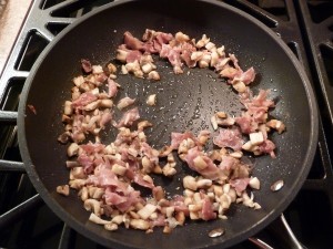 Chicken Bourguignon - cook the mushrooms and prosciutto