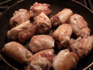 Chicken Bourguignon - brown the chicken