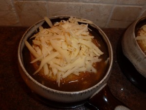 French Onion Soup - top with cheese