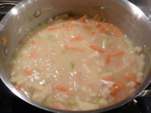 Chicken Pot Pie - add the rest of the vegetables to the sauce