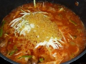 Minestrone Soup - add the cabbage and pasta