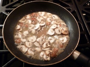 Coquilles Saint Jacques - add the mushrooms