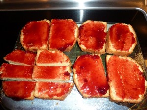 The King's Trifle - spread the raspberry jam